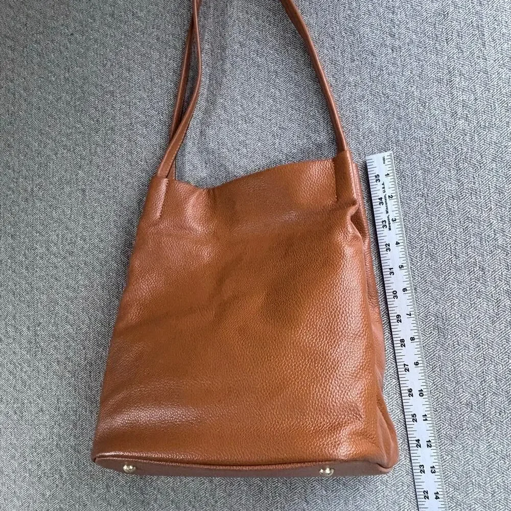Kattee Classic Brown Leather Shoulder Tote Bag